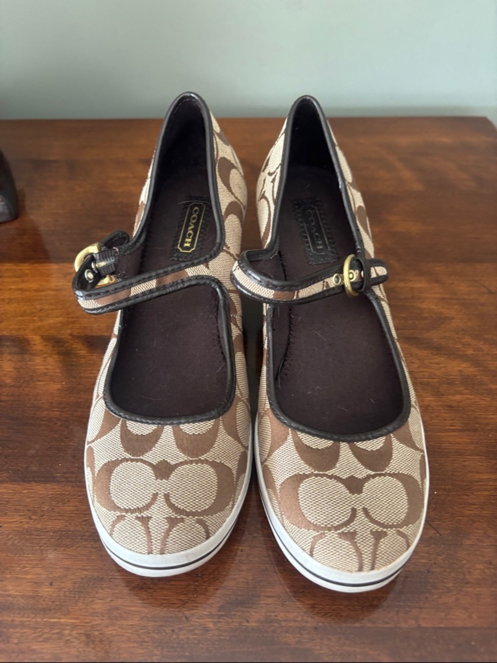 Coach Brown Signature Canvas Wedge Mary Jane - Picture 9 of 9